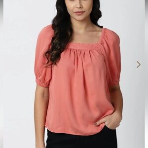 Wonderly Peach Puff Sleeve Blouse size XL NWT